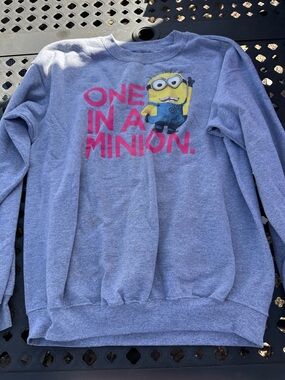 Gray 'One in a Minion' Graphic Sweatshirt with Yellow Minion